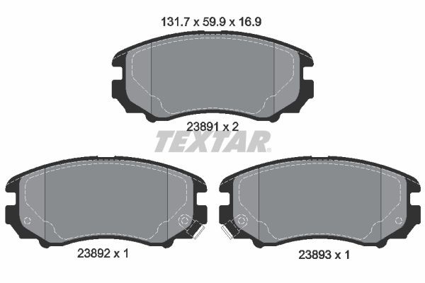 TEXTAR Bromsbelägg 2389101 Byta Bromsbelägg HYUNDAI Elantra IV Kombi (HD) kostnad TEXTAR 2389101