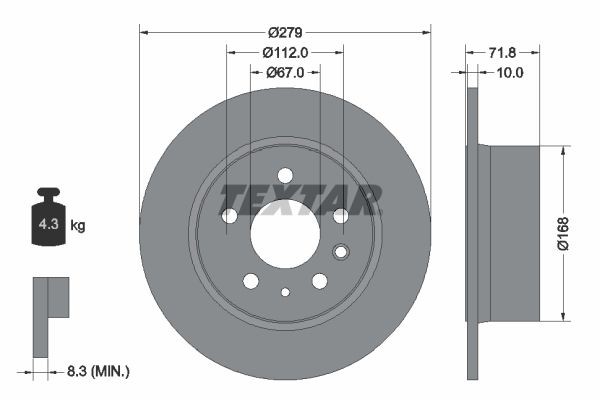 TEXTAR Disco freno 92032600 TEXTAR 92032600 Disco freno MERCEDES-BENZ W111 Coupe (W111) 250 C 152 CV 1969