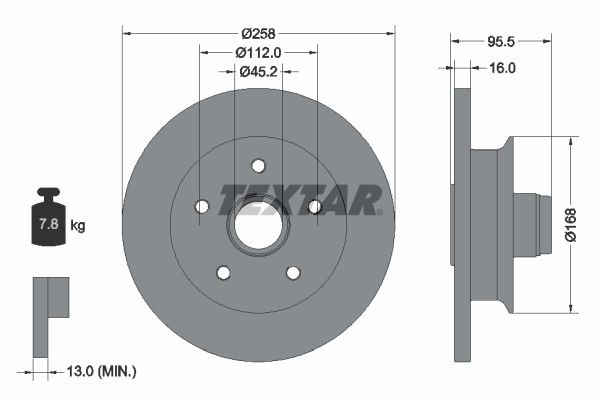 TEXTAR Bremseskive 92053000 TEXTAR 92053000 VW T3 Ladvogn Skive pris
