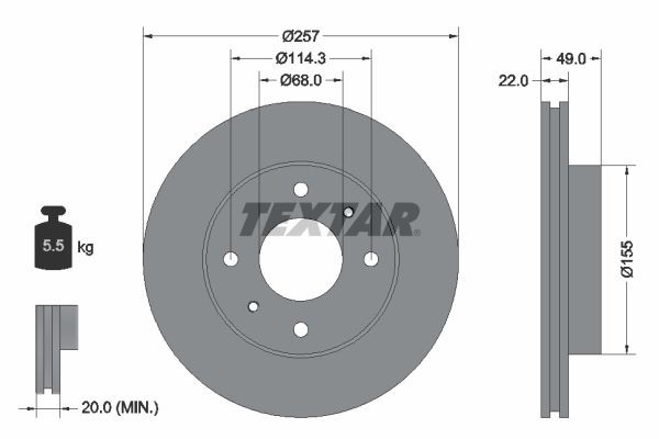 Bromsskiva TEXTAR 92056300 TEXTAR 92056300 Bromsskivor NISSAN ALMERA 2018