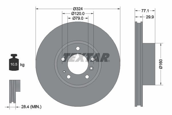 TEXTAR Brake disc 92058300 TEXTAR 92058300 Brake disc ALPINA B10 Touring (E39) V8 S 4.8 375 hp 2002