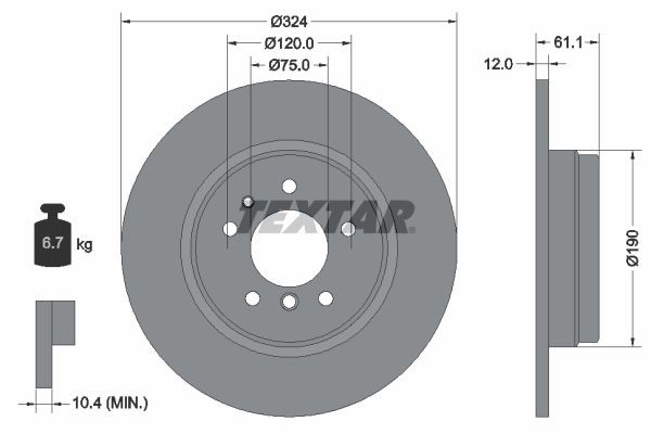 Remschijf TEXTAR 92058400 TEXTAR 92058400: Remschijf BMW 7-serie 1999