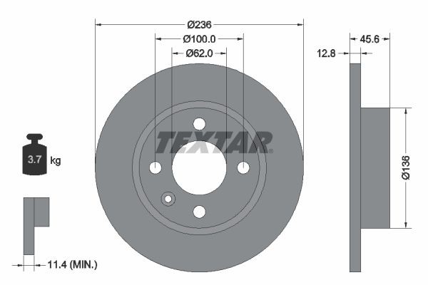 TEXTAR Remschijf 92090200 TEXTAR 92090200 Remschijf set Skoda Felicia 6u5 prijs
