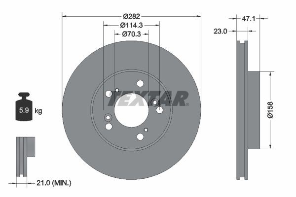 TEXTAR Δισκόπλακα 92101000 TEXTAR 92101000 Φρενα HONDA CR-V I (RD) 1998