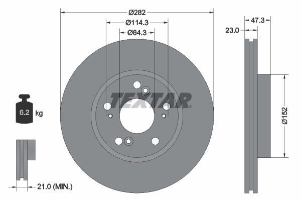 TEXTAR Δισκόπλακα 92128400 92128400 Δισκόπλακες HONDA CIVIC TEXTAR
