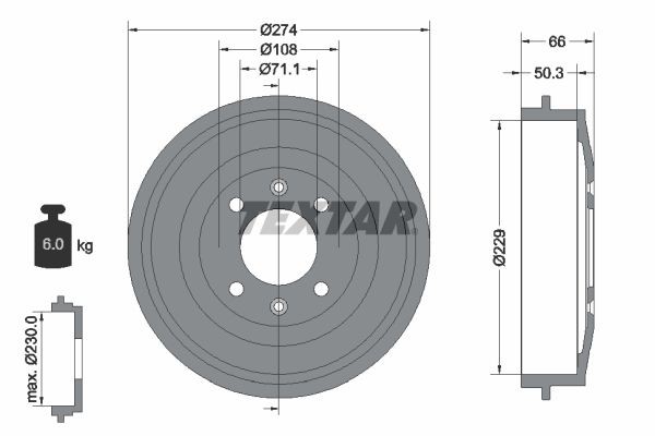 TEXTAR Tamburo freno 94010300 TEXTAR 94010300 Coppia tamburi freno Peugeot Partner Tepee originali prezzo