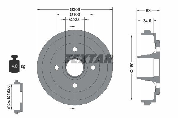 TEXTAR Bremstrommel 94023900 Bremsbelagsatz Trommelbremse TEXTAR Opel KADETT 94023900
