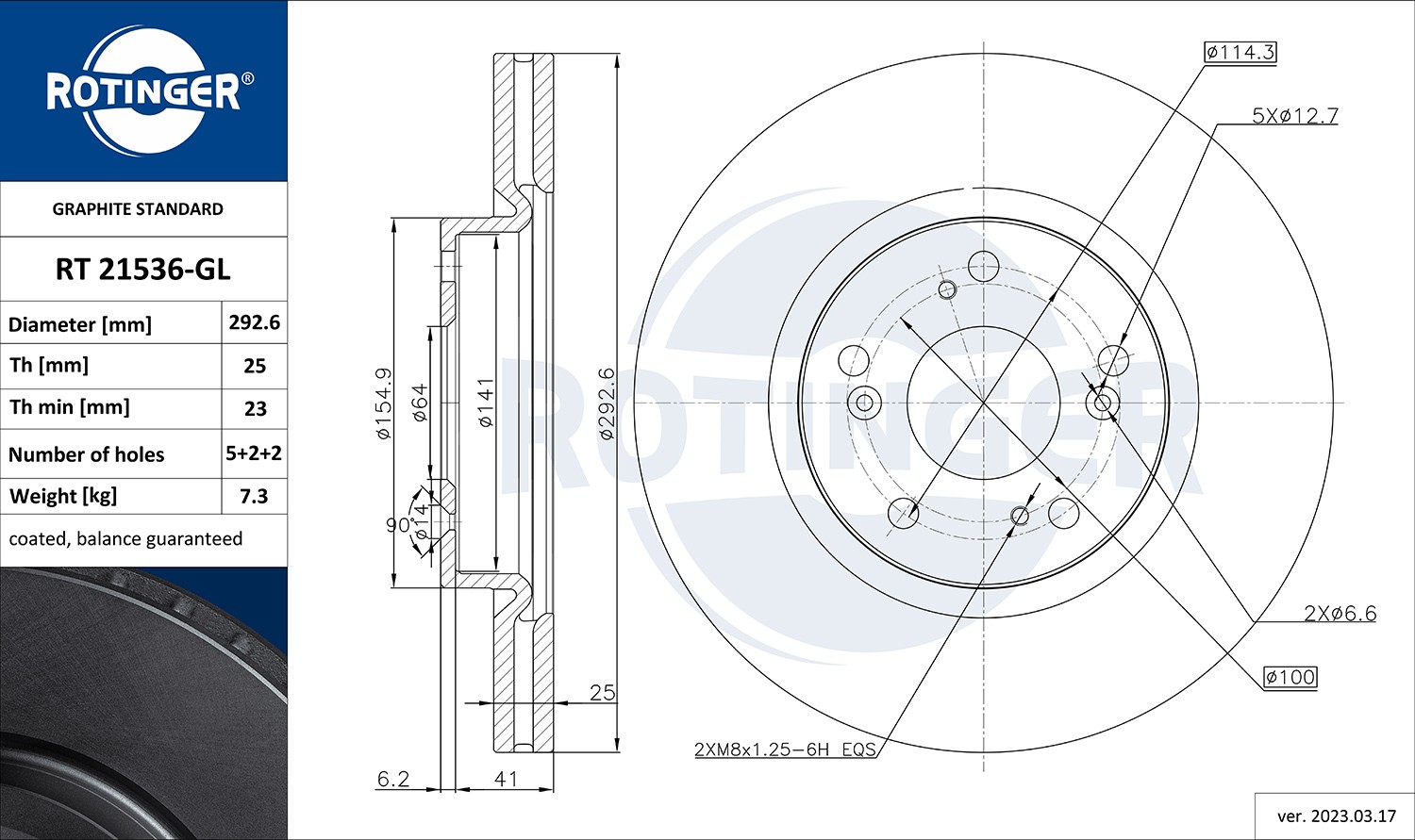 ROTINGER Brzdový kotouč RT 21536-GL ROTINGER Športové brzdové kotúče HONDA RT 21536-GL