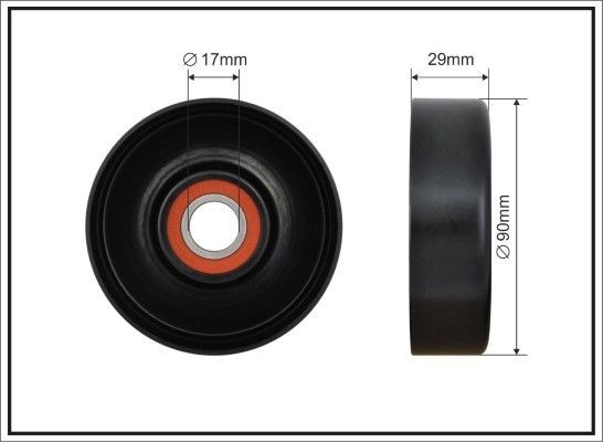 Rolo tensor, correia trapezoidal estriada CAFFARO 500500 CAFFARO 500500: Polia de retorno correia trapezoidal estriada Kia SEDONA 2008