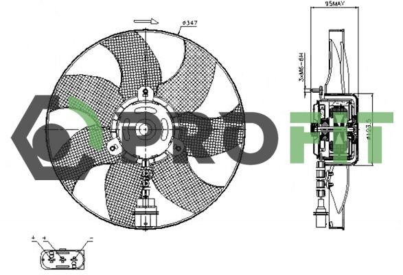 PROFIT Koelventilator 1850-0005 Motor ventilator AUDI PROFIT 1850-0005