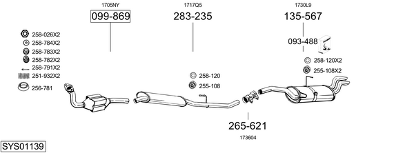 BOSAL Lõppsummuti 170-257 BOSAL 170-257 Summuti pütt Thema Sedaan (834) hind