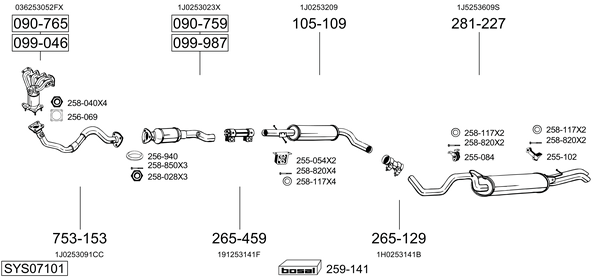 BOSAL Midtre lydpotte 283-333 BOSAL 283-333 Mellomlyddemper Nubira Sedan (J100) pris