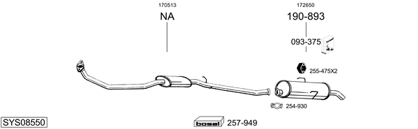 BOSAL Exhaust Pipe 753-081 BOSAL 753-081 Daewoo Espero KLEJ exhaust pipe replacement