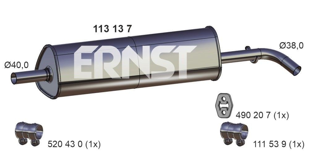 ERNST Uitlaat middendemper 113137 ERNST Uitlaat middendemper MINI 113137