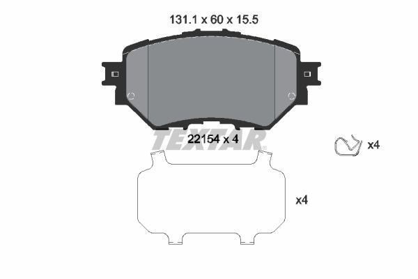 TEXTAR Bremseklosser 2215401 TEXTAR 2215401 Bremseklosser MAZDA 3 Hatchback (BM, BN) 1.5 100 hk 2017