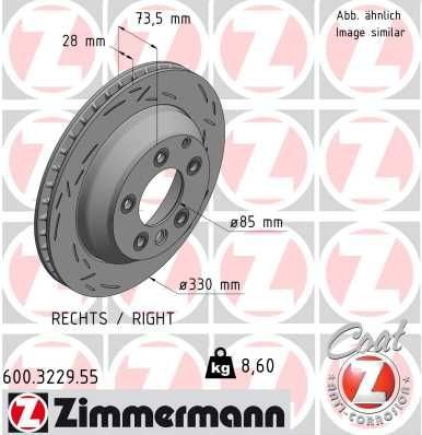 Δισκόπλακα ZIMMERMANN 600.3229.55 ZIMMERMANN BLACK Z 600.3229.55 Δίσκος φρένων AUDI Q7 2006