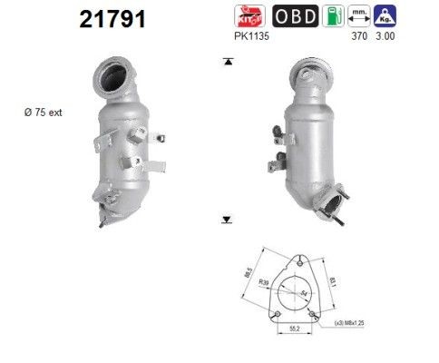 Catalyseur AS 21791 AS 21791 Pot catalytique OPEL CORSA 2023