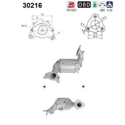 AS Katalysator 30216 AS 30216 Katalysatoren Duster SUV prijs