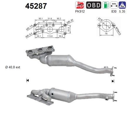 Catalyseur AS 45287 AS 45287 Pré catalyseur BMW Série 6 2004