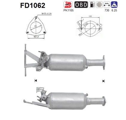 Filtre à particules AS FD1062 AS FD1062 FAP Volvo XC 90 2006