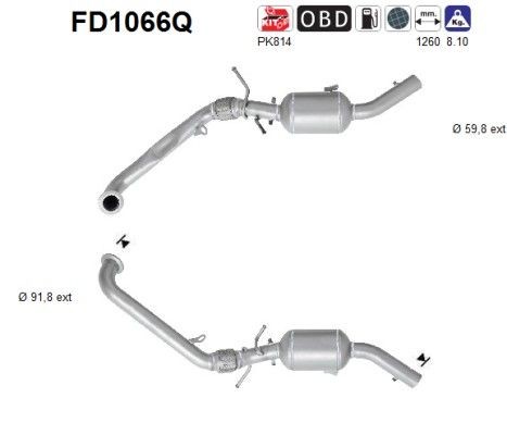 AS Filtre à particules FD1066Q AS FD1066Q Filtre pot d'échappement Mercedes W245 d'origine prix