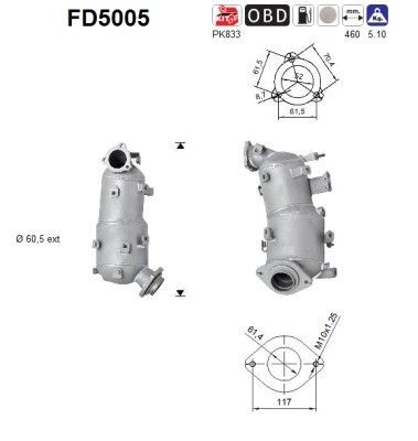 Roetfilter (DPF) AS FD5005 AS FD5005 Dieselpartikelfilter TOYOTA COROLLA 2015