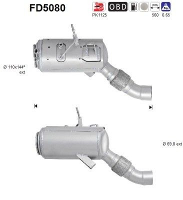 Roetfilter (DPF) AS FD5080 AS FD5080 Roetfilter BMW 6-serie 2010
