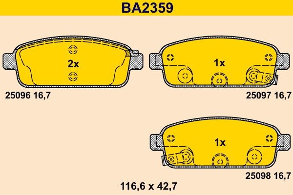 Barum Remblokken BA2359 Remblokkenset voor schijfrem Barum MERIVA BA2359 goedkoop