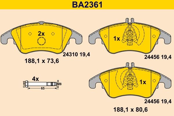 Barum Kit pastiglie freni BA2361 BA2361 costo Pastiglie dei freni Barum ALFA ROMEO 156