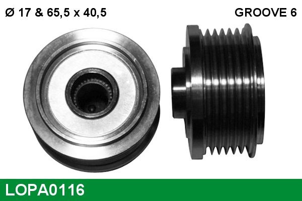 LUCAS Dispositivo ruota libera alternatore LOPA0116 LUCAS LOPA0116 Dispositivo ruota libera alternatore ALFA ROMEO 156 Sportwagon (932) 2.0 JTS (932BXD00, 932BXD01) 162 CV 2003