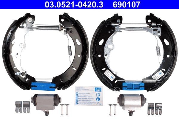 ATE Bremsesæt, trommelbremser 03.0521-0420.3 ATE 03.0521-0420.3 Focus Mk3 Van / Hatchback Tromlebremser originale pris