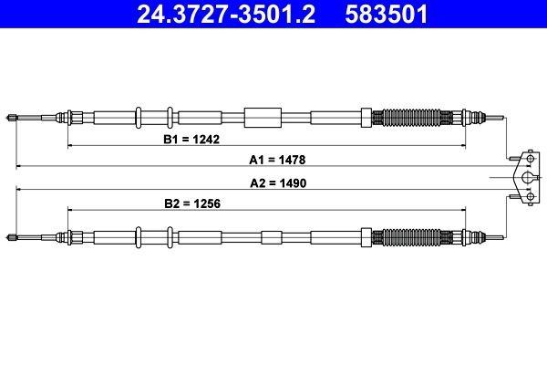 ATE Vaijeri, seisontajarru 24.3727-3501.2 Vaijeri, seisontajarru ATE 1478, 1490mm