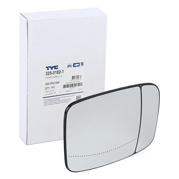 Spejlglas, udvendig spejl TYC 325-0182-1 TYC 325-0182-1 Glas til sidespejl NISSAN ALMERA 2006