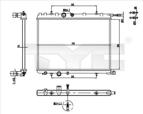 TYC Radiators, Motora dzesēšanas sistēma 726-0016-R 726-0016-R Ūdens radiatori PEUGEOT 4007 TYC