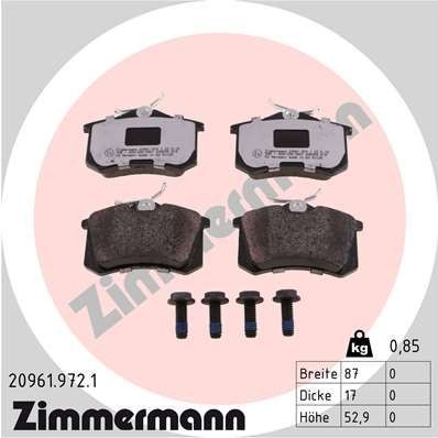 ZIMMERMANN Bremseklosser 20961.972.1 Bremsebelegg ZIMMERMANN Citroën C25 20961.972.1