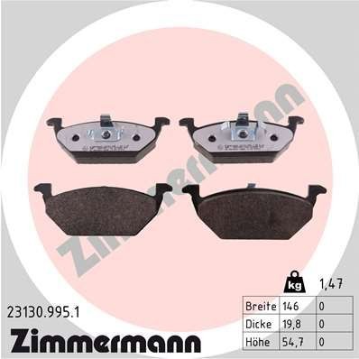 ZIMMERMANN Bremseklodser 23130.995.1 ZIMMERMANN 23130.995.1 Seat Ibiza 6l1 Klodser pris