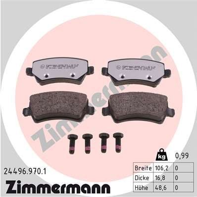 ZIMMERMANN Bremseklosser 24496.970.1 Bremsebelegg ZIMMERMANN LAND ROVER 24496.970.1