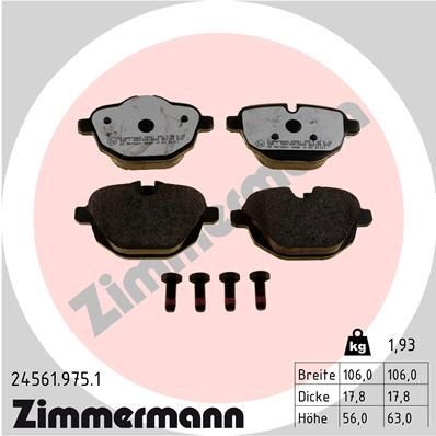 ZIMMERMANN Bremseklodser 24561.975.1 ZIMMERMANN 24561.975.1 X4 (G02, F98) Klodser pris