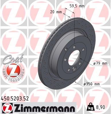 ZIMMERMANN Disco de travão 450.5203.52 ZIMMERMANN 450.5203.52 Discos de freio Land Rover Discovery LA baratos