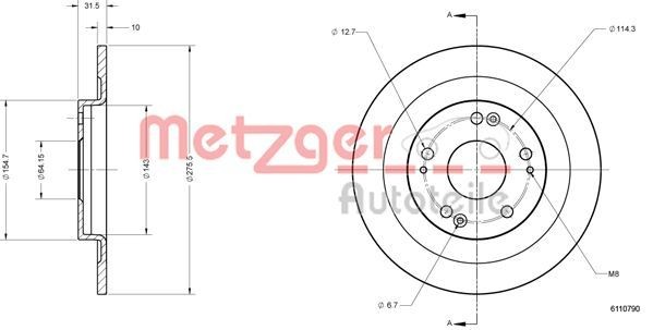 METZGER Bremseskive 6110790 METZGER Sportsbremseskiver HONDA 6110790