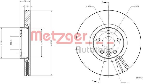 METZGER Bromsskiva 6110812 6110812 METZGER bromsskivor sport Volvo V60