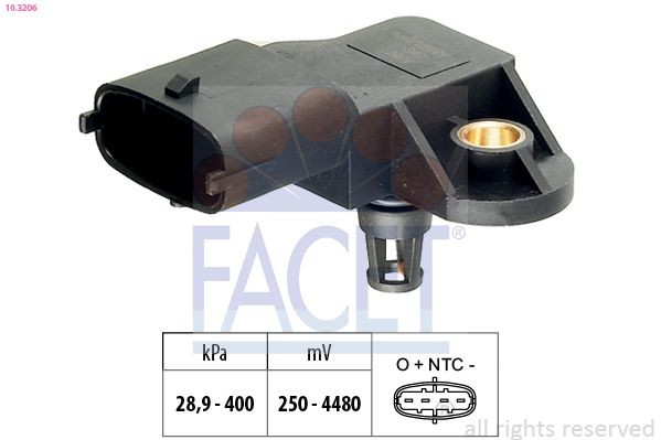 FACET Laddtryckssensor 10.3206 10.3206 Laddtryck sensor FACET SUZUKI GRAND VITARA