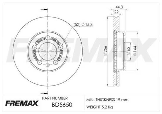 FREMAX Disco freno BD-5650 BD-5650 Dischi freno sportivi FREMAX Volkswagen MULTIVAN costo