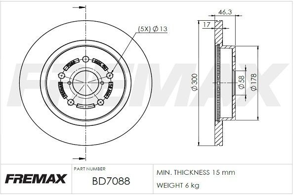 FREMAX Disque de frein BD-7088 BD-7088 Disque de frein sport SUBARU WRX FREMAX