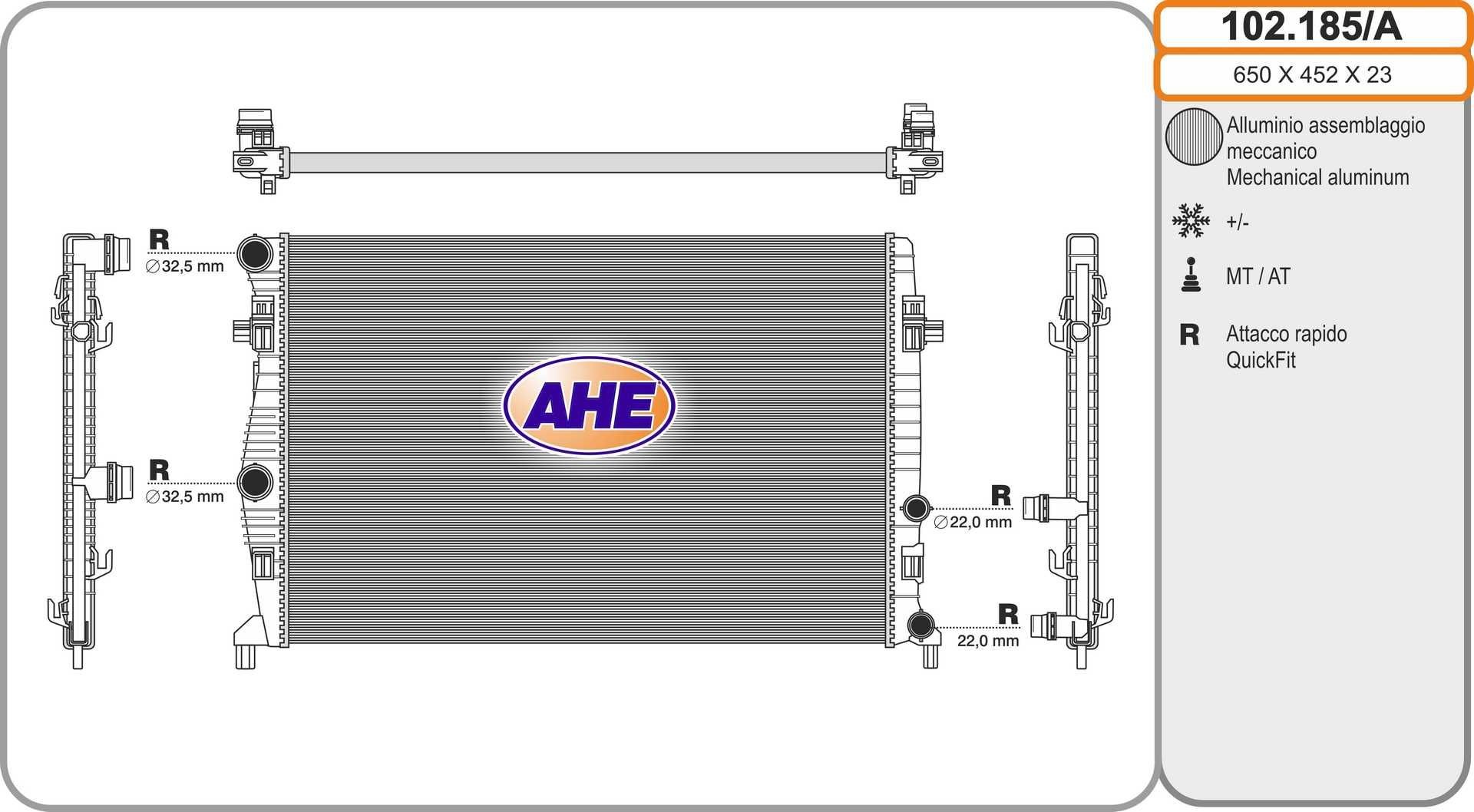 AHE Radiatore motore 102.185/A 102.185/A costo Radiatore HONDA JAZZ AHE