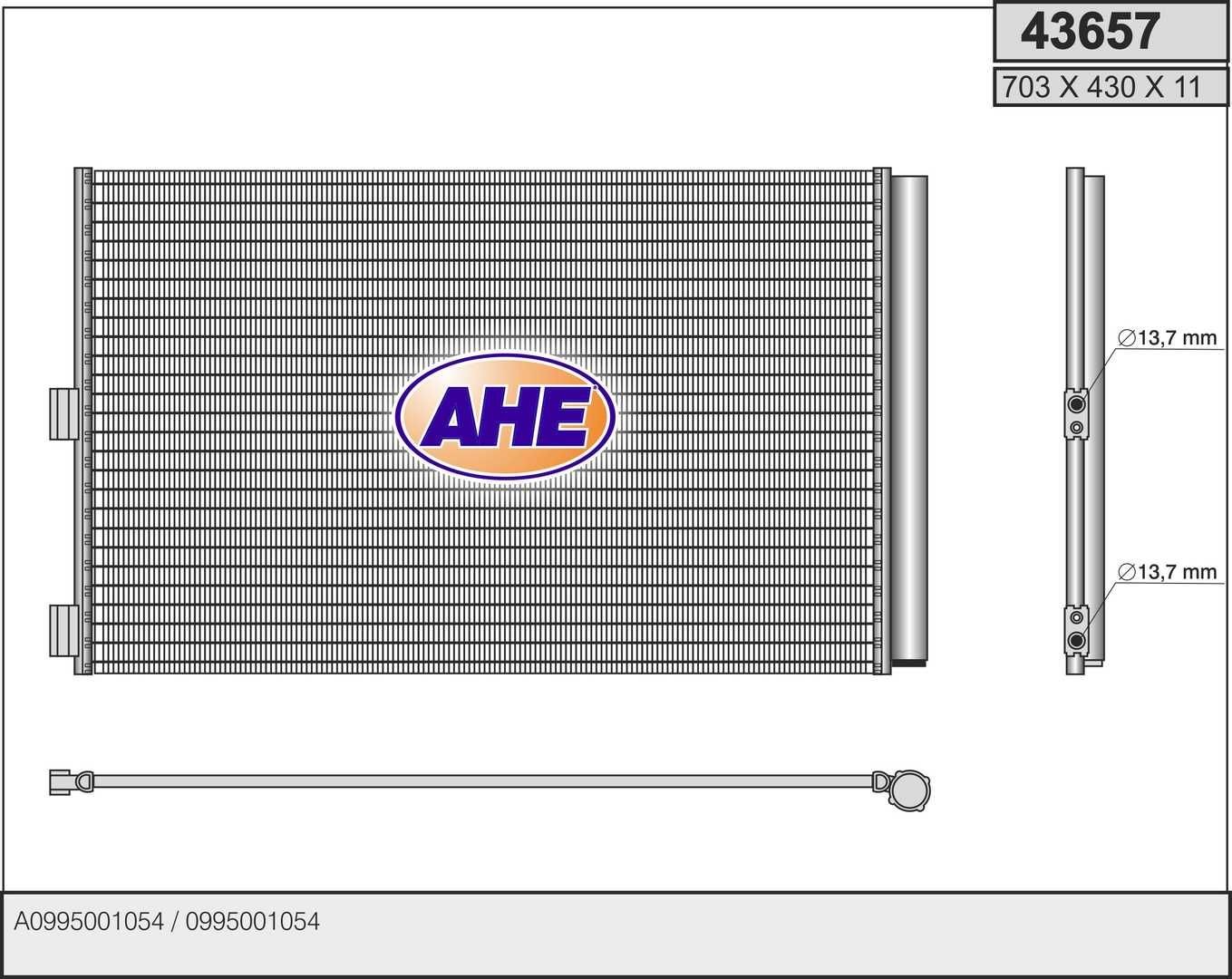AHE Kondensator, klimaanlæg 43657 AHE Aircondition kondensator MERCEDES-BENZ 43657