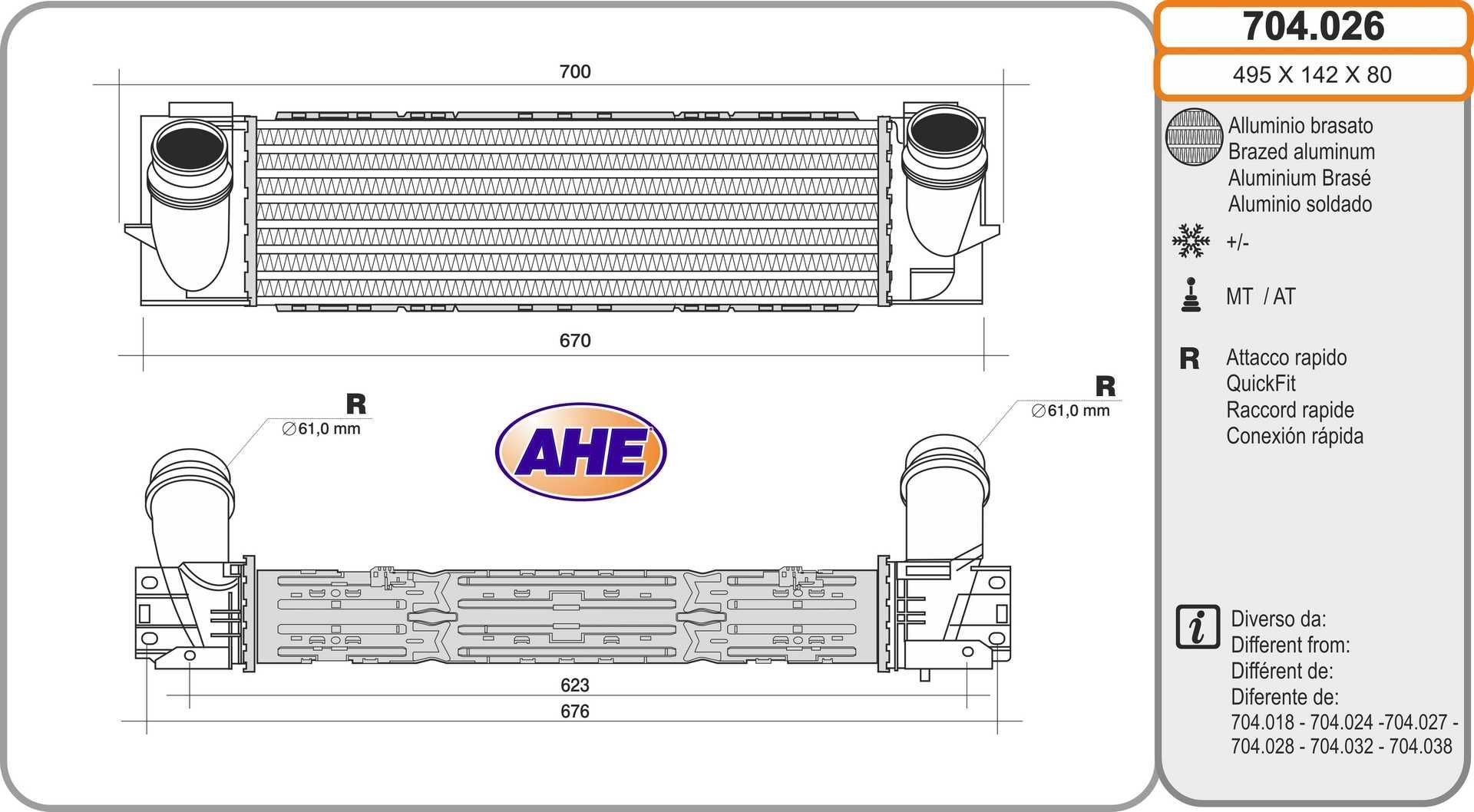 AHE Intercooler 704.026 Intercooler AHE BMW 4-serie 704.026