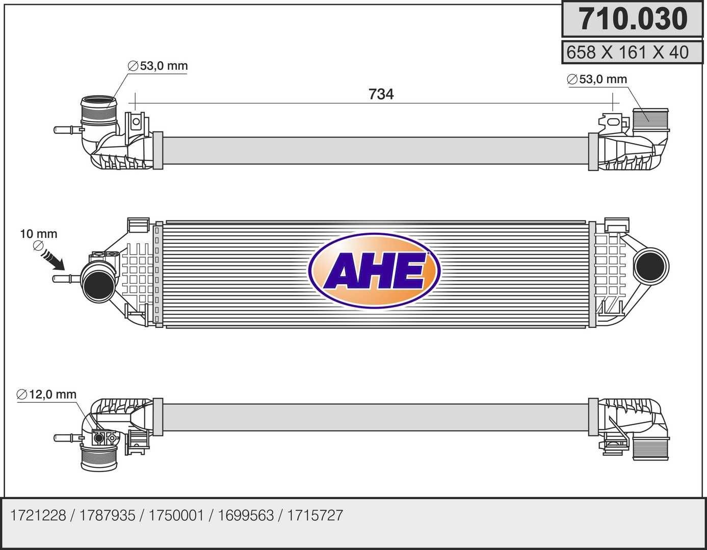AHE Interkūlers 710.030 Starpdzesētājs AHE Ford KA 710.030