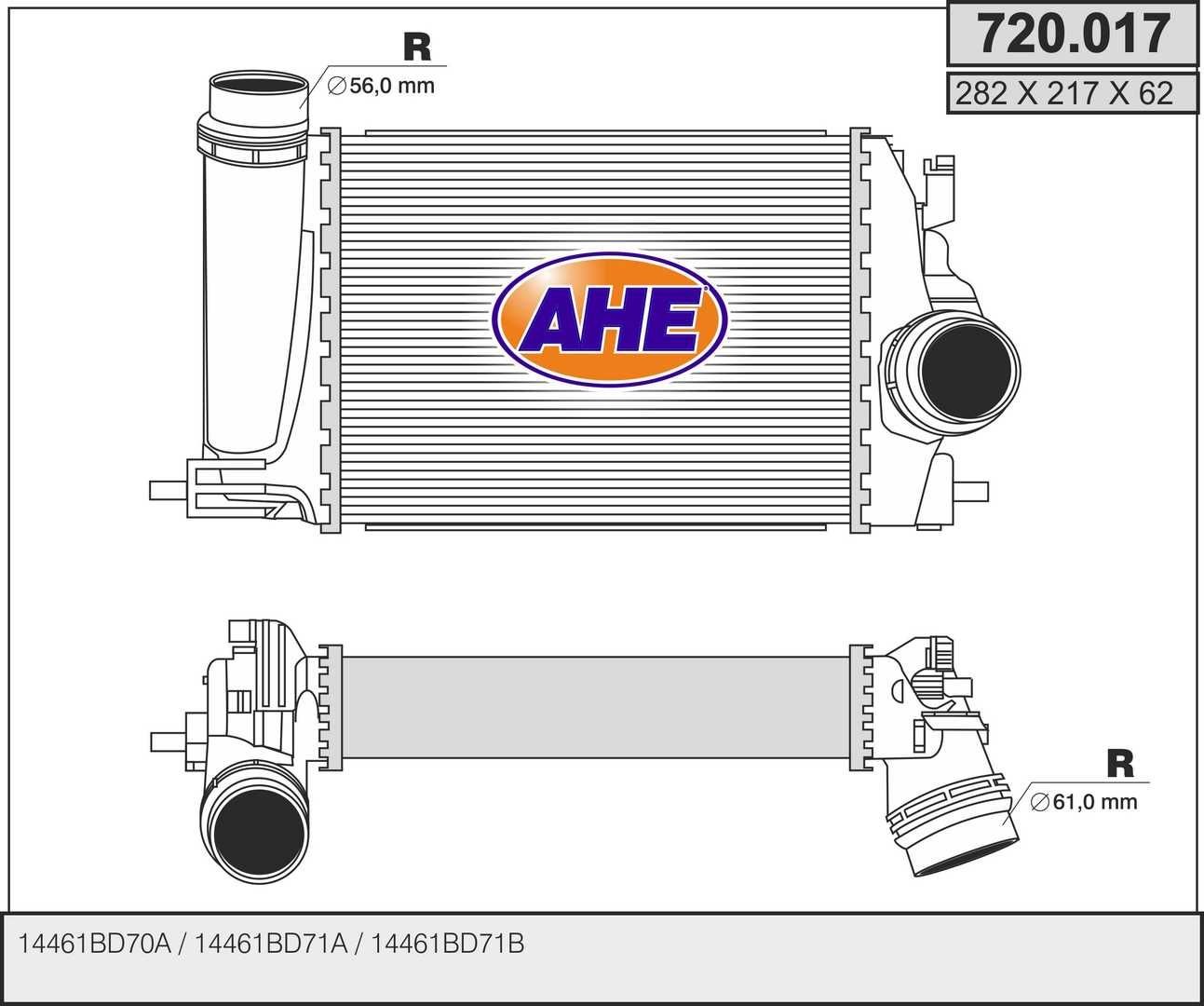 AHE Intercooler 720.017 Renault CLIO Radiateur de turbo AHE 720.017