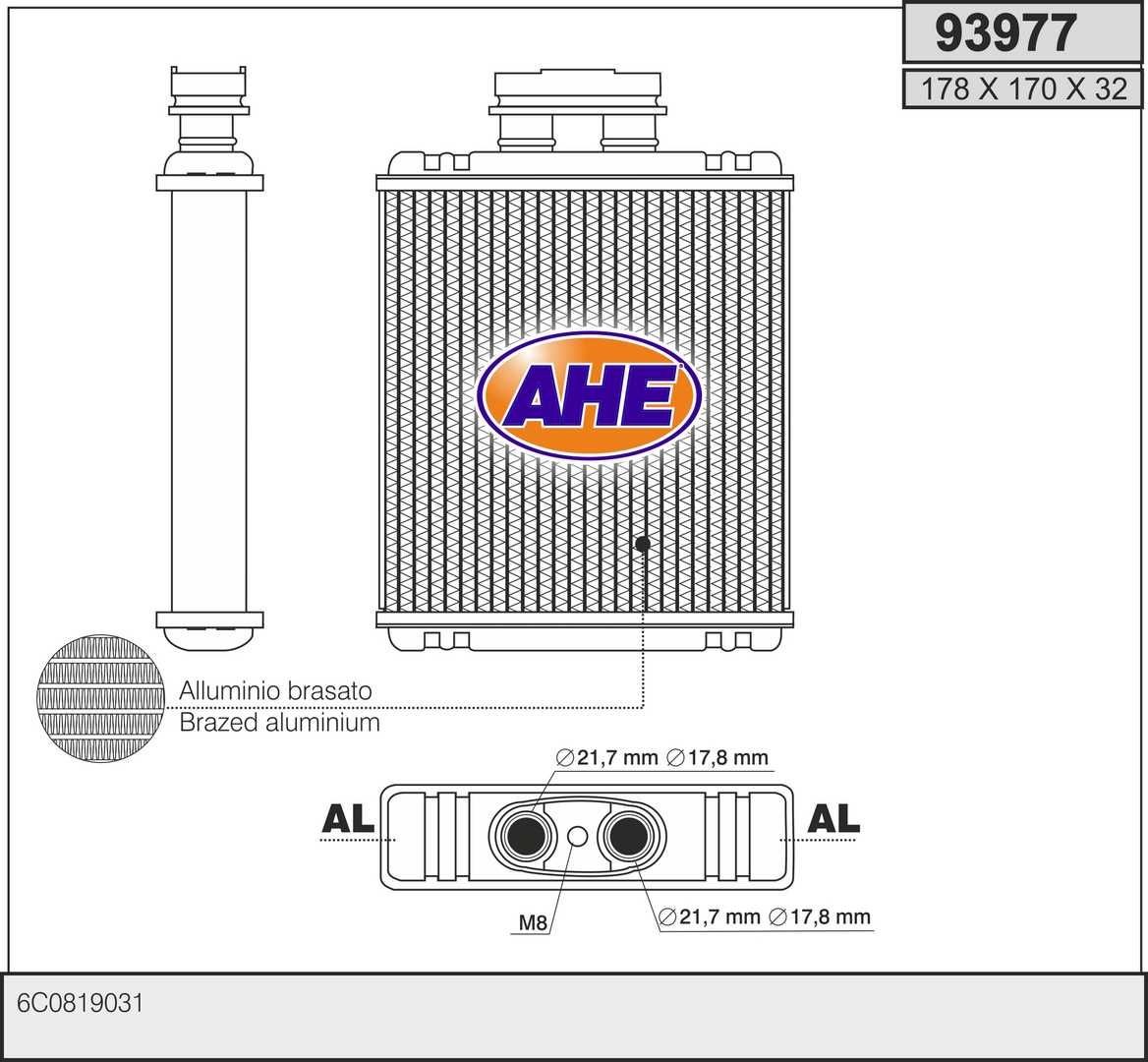 AHE Siltummainis, Salona apsilde 93977 93977 Salona apsildes radiators SKODA RAPID AHE